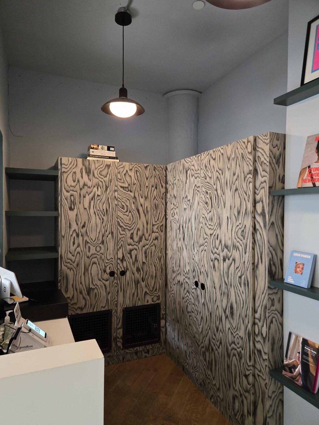 Commercial millwork and cabinetry installation in a retail space